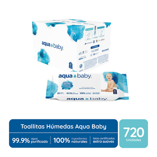 Caja 12 Toallitas Húmedas Aqua Baby 60un, , large image number 0