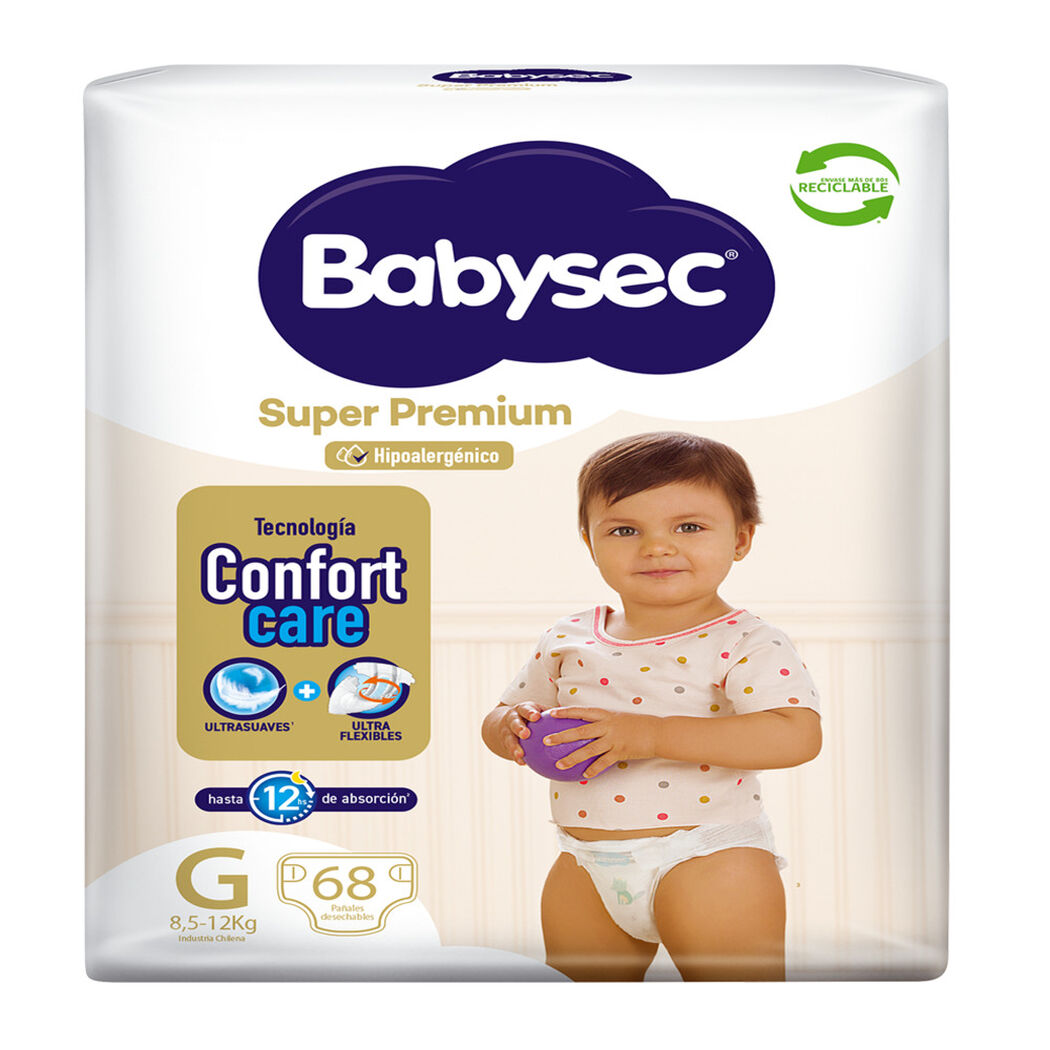 Pañales Babysec Super Premium G 68 un, , large image number 1