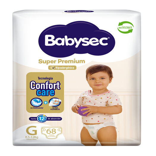 Pañales Babysec Super Premium G 68 un, , large image number 1