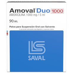 Amoval Duo 1000 mg/5 mL x 90 mL Polvo Para Suspensión Oral Con Solvente