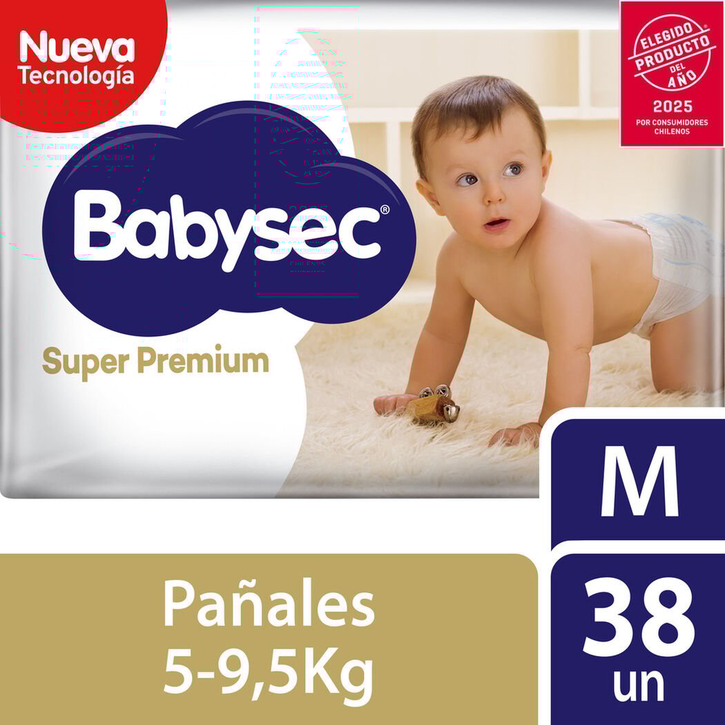 Pañales Babysec Super Premium M 38 un, , large image number 0