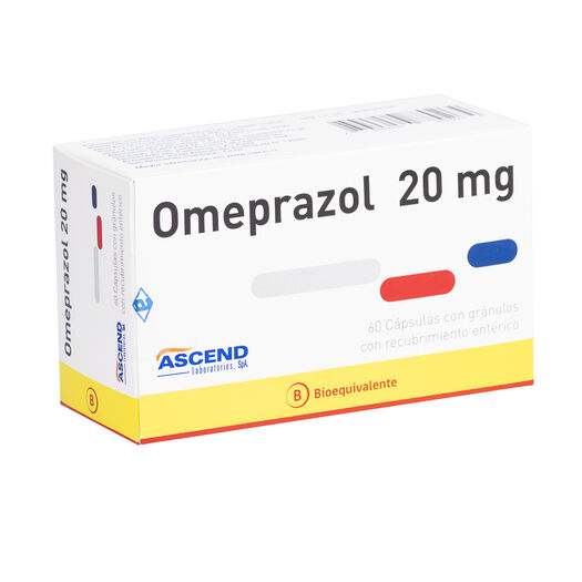 Omeprazol 20 mg x 60 Cápsulas con Gránulos con Recubrimiento Entérico ASCEND, , large image number 0