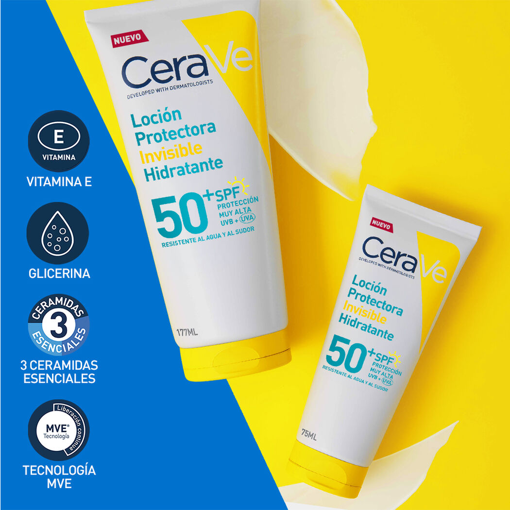 Protector Solar Cuerpo y Rostro Loci&oacute;n Invisible Hidratante FPS 50+ 177ml CeraVe, , large image number 3