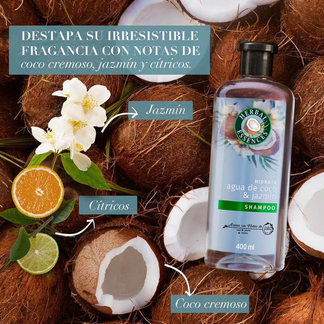 Shampoo Herbal Essences Agua de Coco y Jazmín 400 mL, , large image number 4
