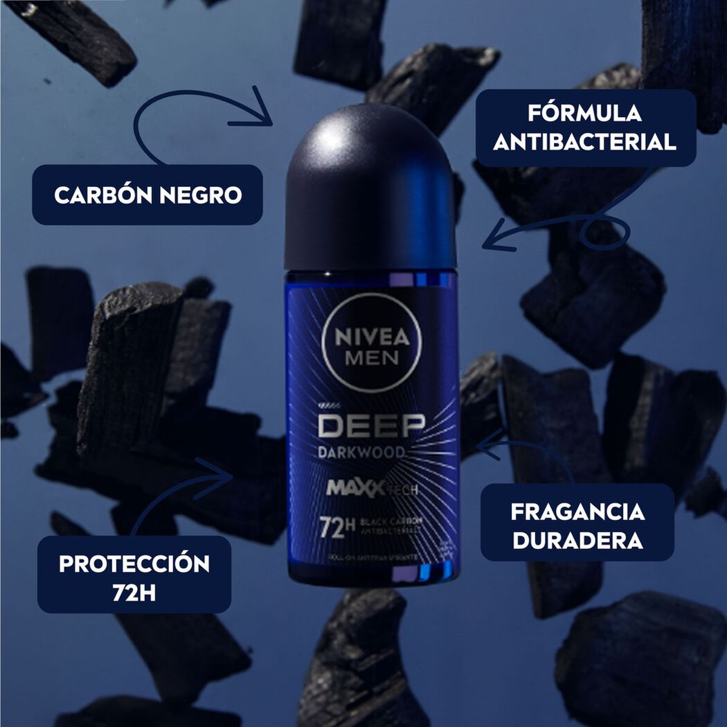 Desodorante Roll On Nivea Men Deep 50 ml, , large image number 1