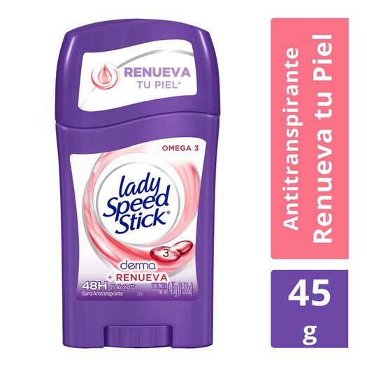 Lady Speed Stick Desodorante Barra Derma + Renueva Omega 3 x 45 g, , large image number 0