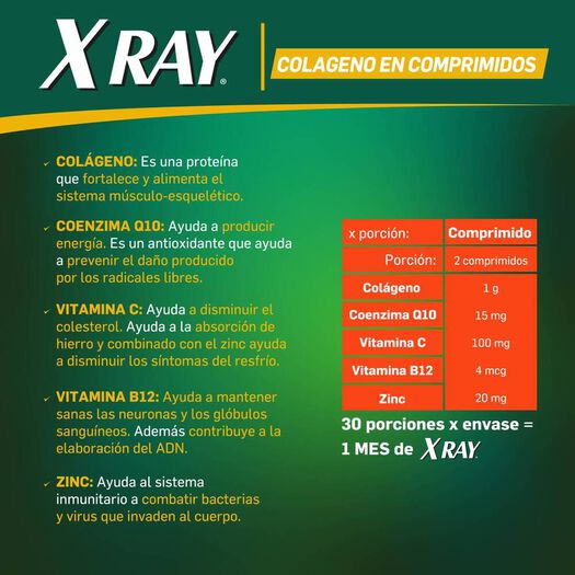 X Ray Colágeno 60 Comprimidos, , large image number 2