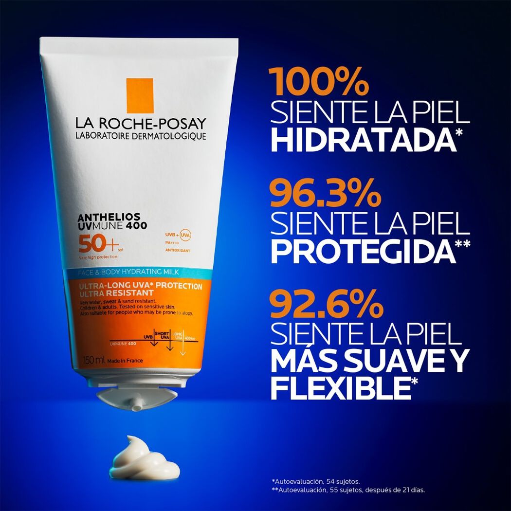 Anthelios UVMune 400 Leche Hidratante Rostro y Cuerpo FPS 50+ 150ML, , large image number 3