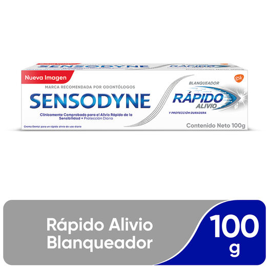 Sensodyne Rápido Alivio Blanqueador Crema Dental para Dientes Sensibles, 100g, , large image number 0