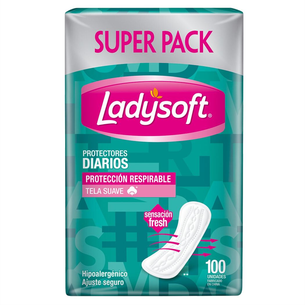 Protector Diario Ladysoft Protecci&oacute;n Respirable Tela Suave 100 un, , large image number 1