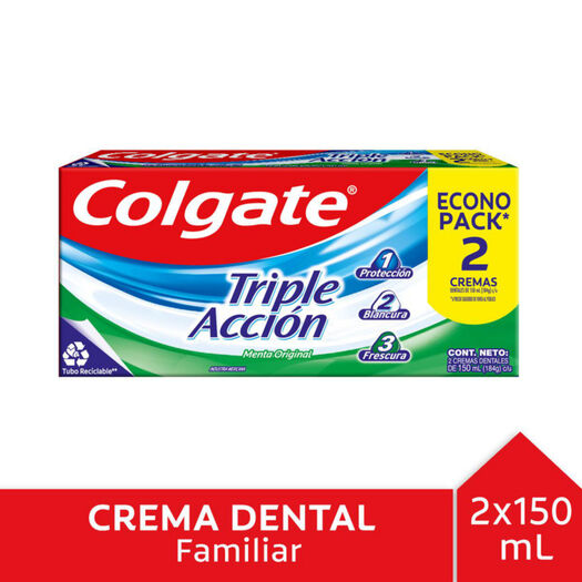 Pasta dental Colgate Triple Acción Menta Original 189 G 2 U, , large image number 0