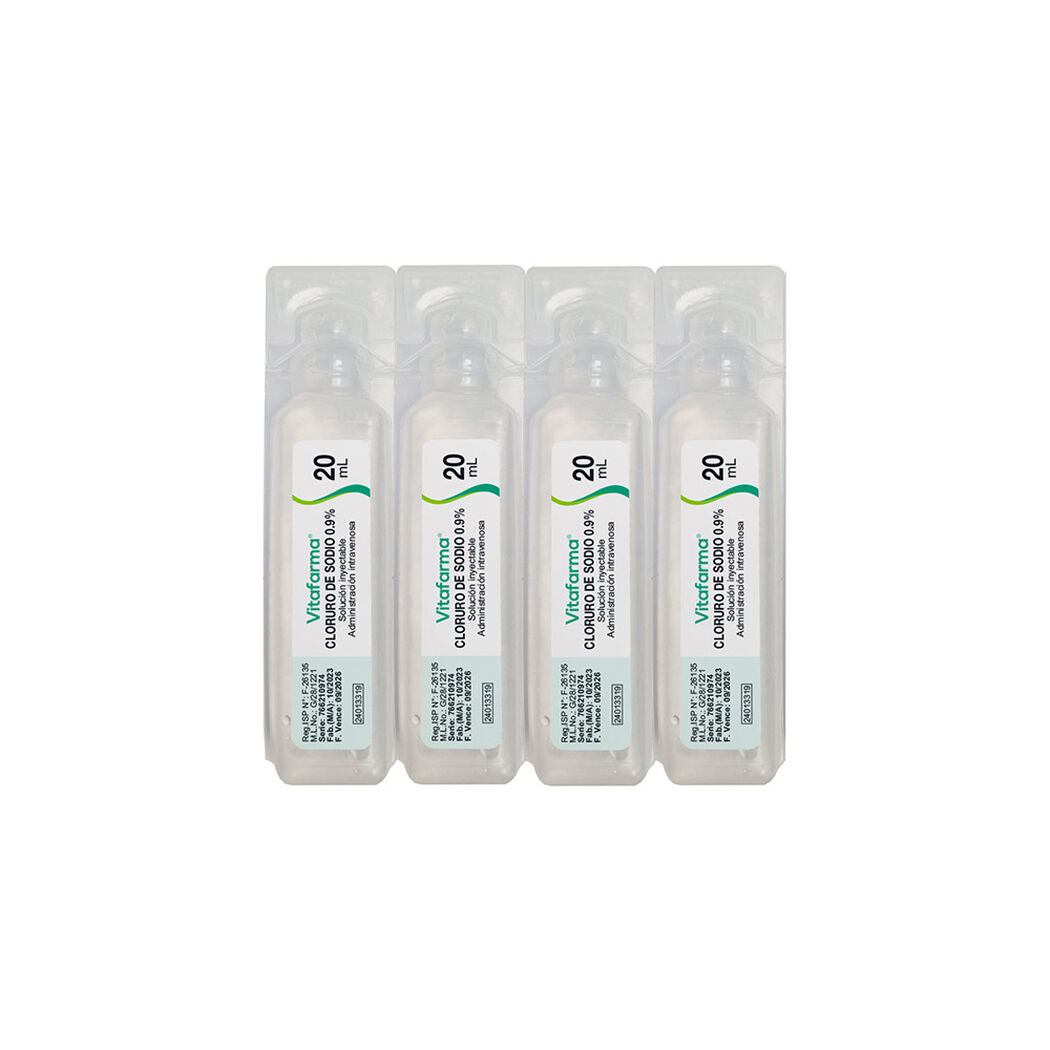 Cloruro de Sodio 0.9% Solución Inyectable 4 Ampollas 20ml, , large image number 1