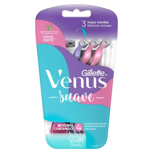 Máquina de Afeitar Venus Gillette Suave con Aloe Vera 4 un, , large image number 4