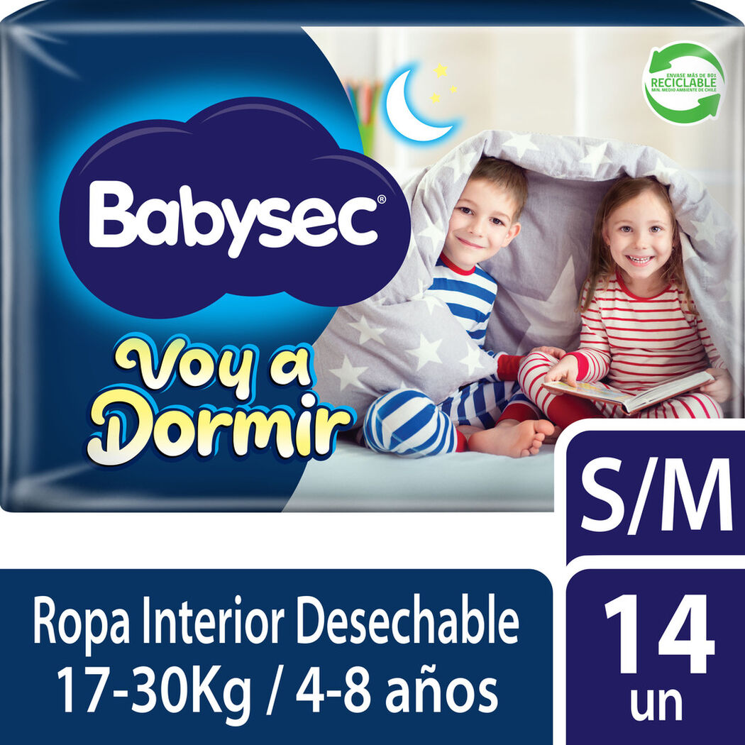 Pañales Babysec Voy A Dormir S/M 14 un, , large image number 0