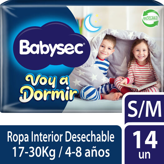 Pañales Babysec Voy A Dormir S/M 14 un, , large image number 0