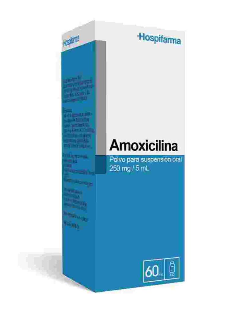 Amoxicilina 250 mg/5 mL x 60 mL Polvo Para Suspension Oral HOSPIFARMA CHILE LTD, , large image number 0