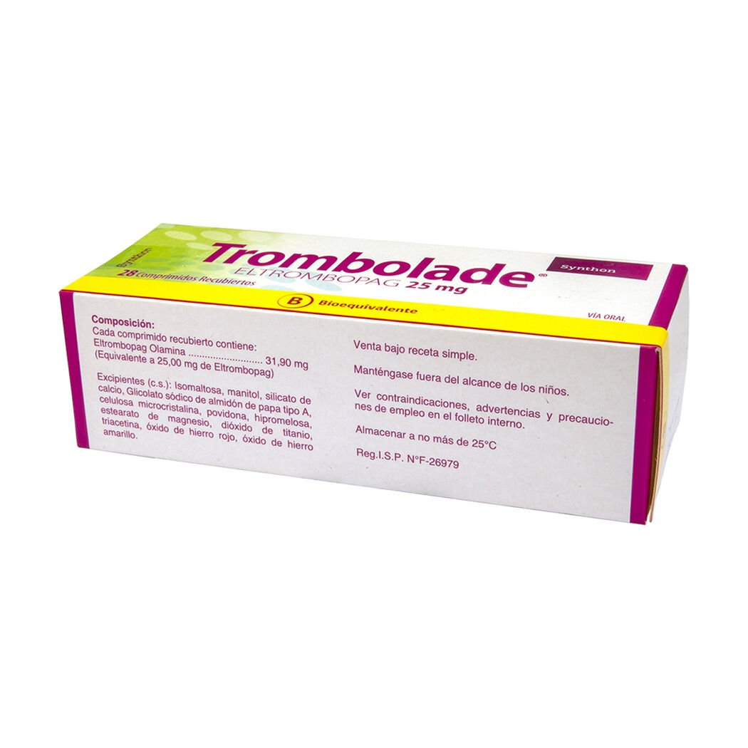 Trombolade 25 mg 28 Comprimidos Recubiertos, , large image number 0