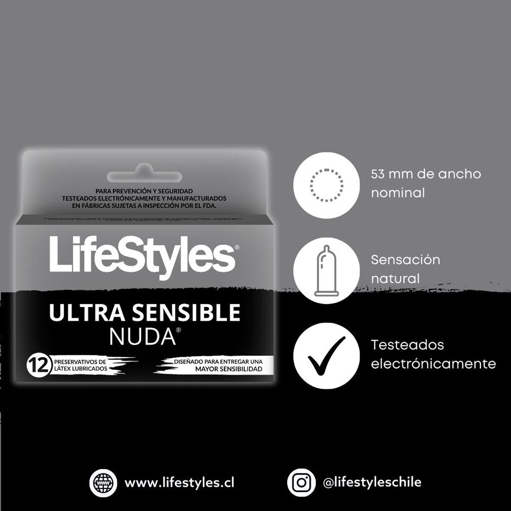 Preservativos Lifestyles Nuda 12 un, , large image number 1