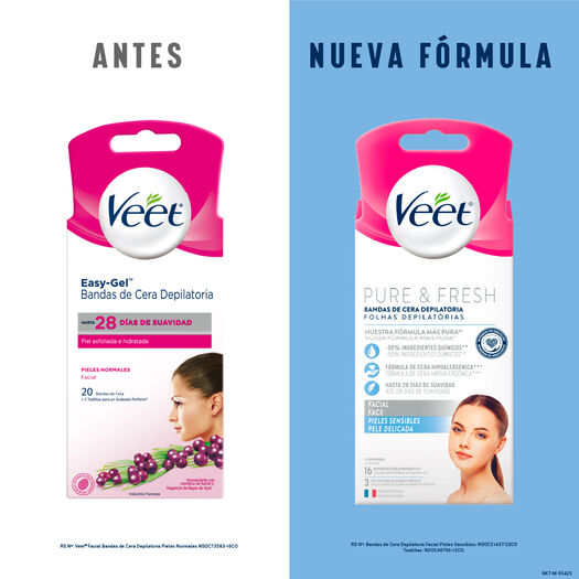 Veet Bandas Depilatorias Faciales Piel Sensible 16un. Pure & Fresh, , large image number 1