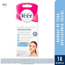 Banda Depilatoria Veet Facial Pure & Fresh Pieles Sensibles 16 un