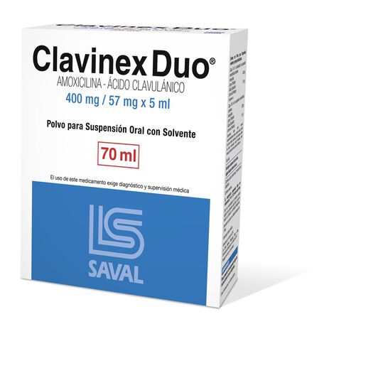 Clavinex Duo 400 mg/57 mg/5 ml x 70 ml Polvo para Suspensión Oral con Solvente, , large image number 0