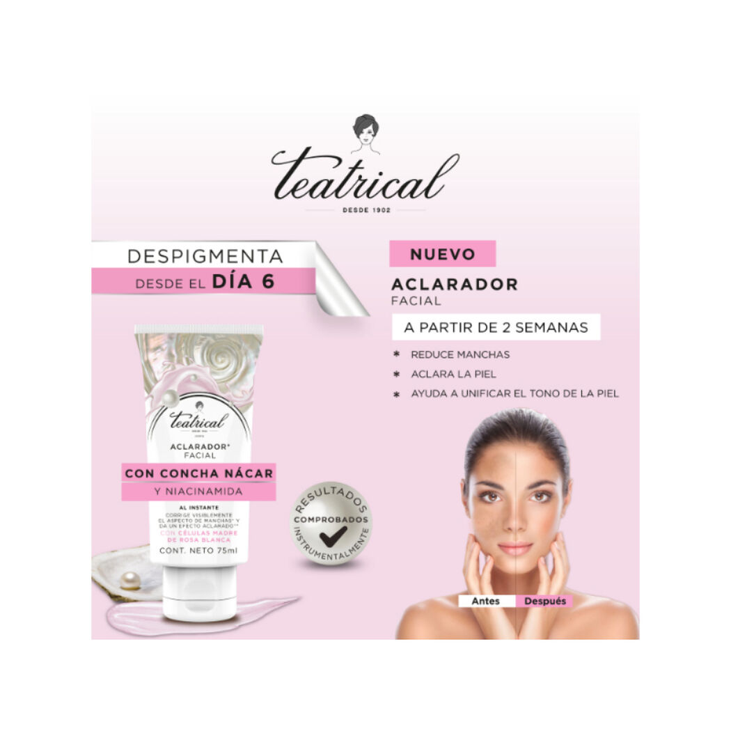 Teatrical Aclaradora Crema Facial 75 Ml, , large image number 1