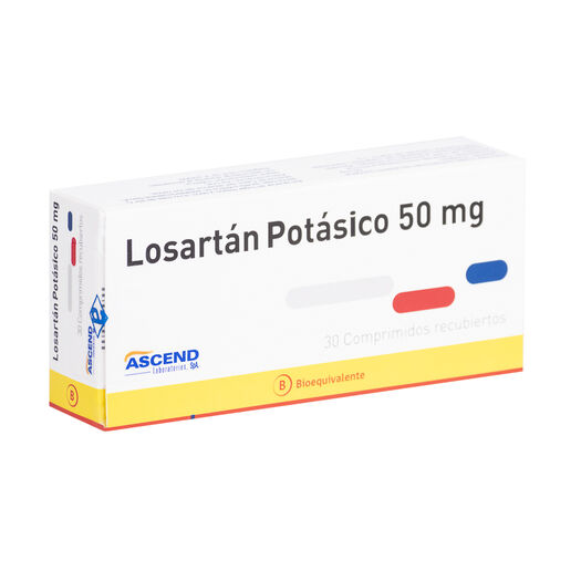 Losartan 50 mg x 30 Comprimidos Recubiertos ASCEND, , large image number 0