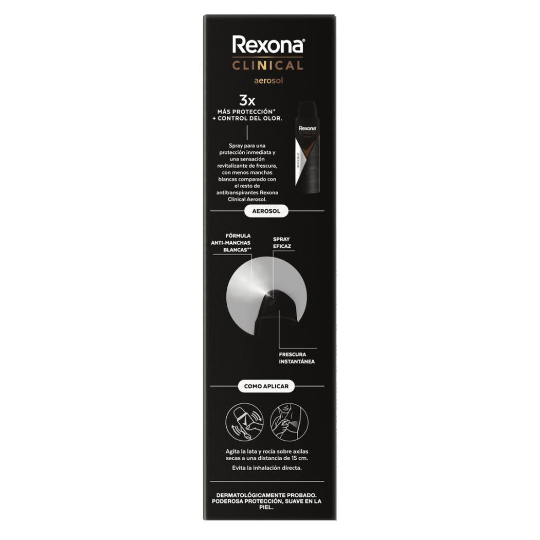 Rexona Clinical Desodorante en aerosol Men Invisible 150 ml, , large image number 2