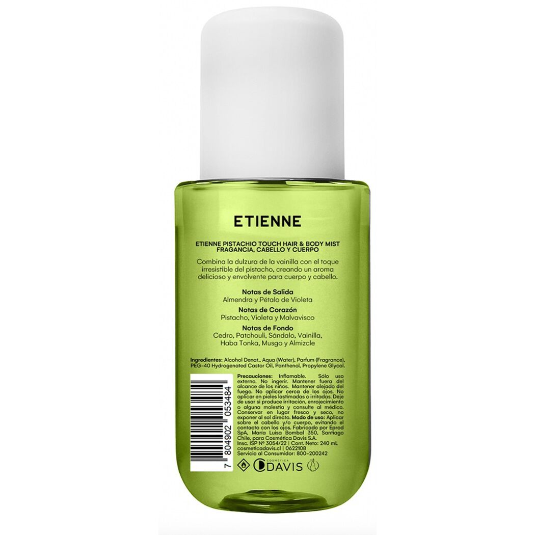 Touch Hair & Body Mist Fragancia Pistachio 240 ml Etienne, , large image number 3