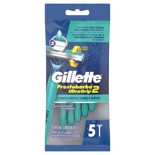 Máquina de Afeitar Gillete Prestrobarba Ultra Grip Bolsa 5 un, , large image number 4