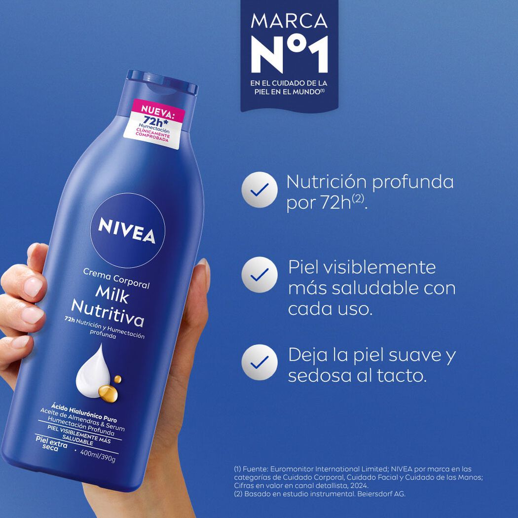 Crema Corporal Nivea Milk Nutritiva Extra Seca 400 ml, , large image number 1
