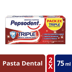 Pasta Dental Pepsodent Triple Menta Americana 75 mL 2 un