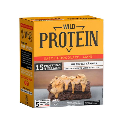 Wild Protein Chocolate Maní 5 Un X 45g, , large image number 0