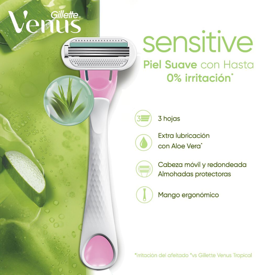 M&aacute;quina Afeitar Mujer Gillette Venus Sensitive 4 Uds, , large image number 1