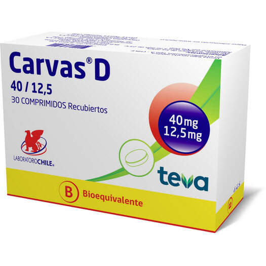 Carvas D 40 mg/12.5 mg x 30 Comprimidos Recubiertos, , large image number 0