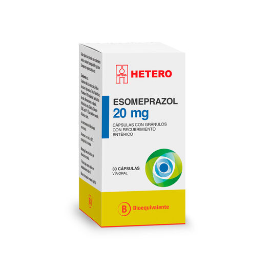 Esomeprazol 20 mg x 30 Cápsulas con Gránulos con Recubrimiento Entérico HETERO, , large image number 0
