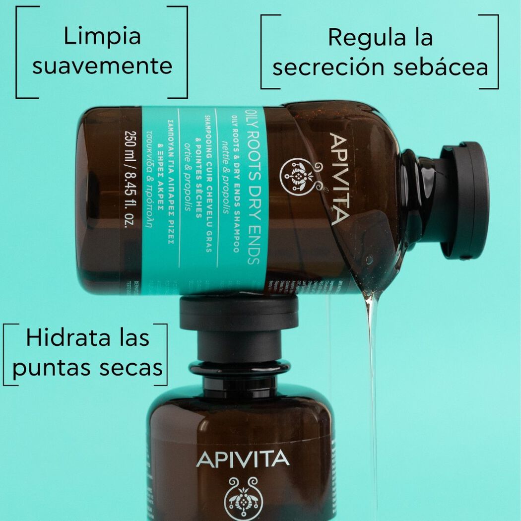 Shampoo Apivita Raiz Puntas Secas 250 mL, , large image number 1