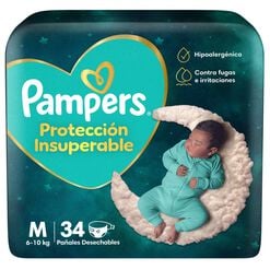 Pa&ntilde;al Pampers Protecci&oacute;n Insuperable Talla M (6-10 kg) 34 Un