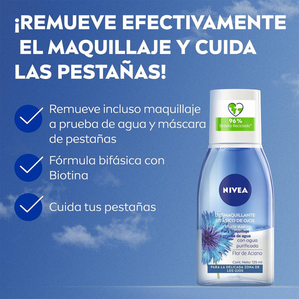 Desmaquillante Facial de Ojos Bif&aacute;sico Nivea 125 ml, , large image number 2