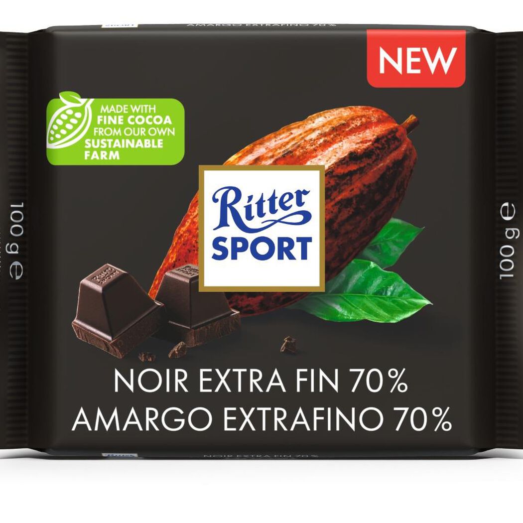 Chocolate Ritter Sport Amargo Extrafino 70% 100 g, , large image number 0