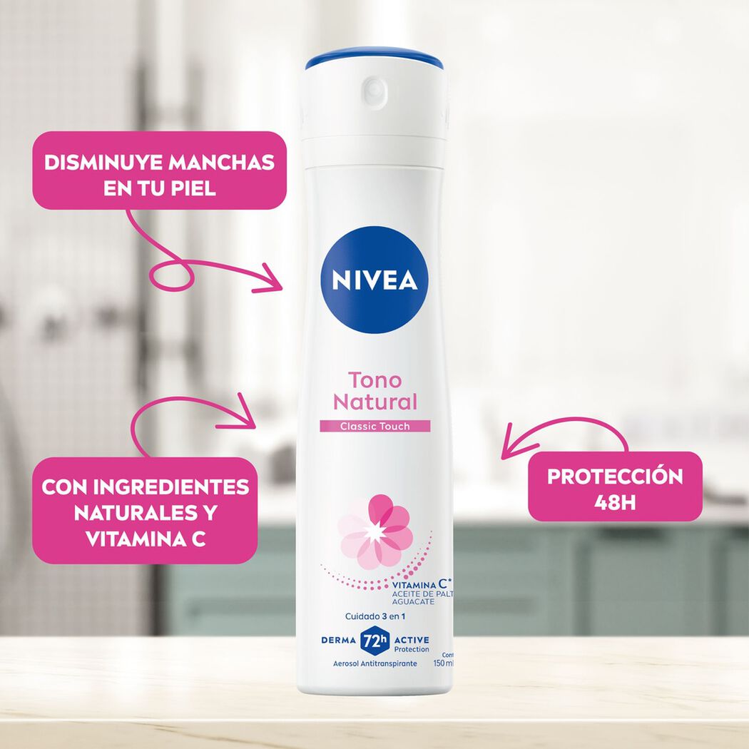 Desodorante Nivea Spray Aclarado Natural Classic Touch 150 mL, , large image number 1