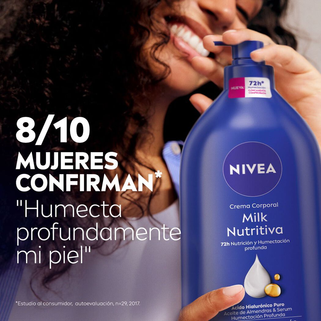 Crema Corporal Nivea Milk Nutritiva Extra Seca 1000 ml, , large image number 4