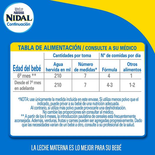Fórmula Láctea Nidal Continuación 800 g, , large image number 2