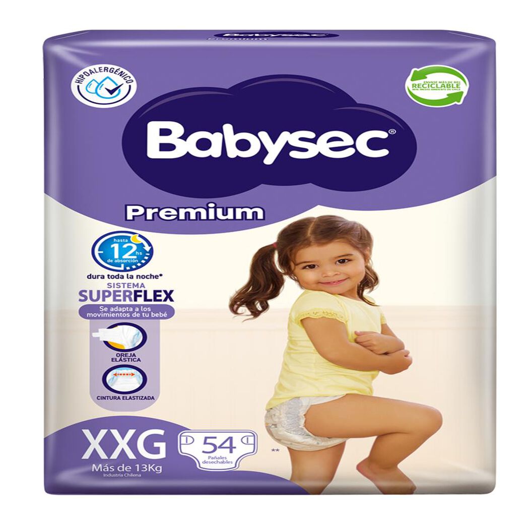 Pañales Babysec Premium XXG 54 un, , large image number 1