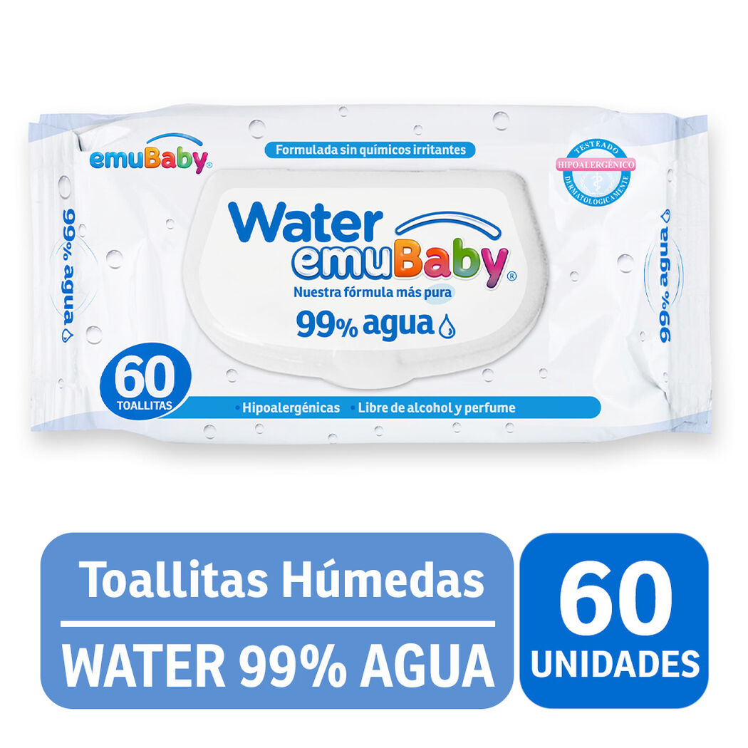 Toallas Húmedas Emubaby Water 60 un, , large image number 0