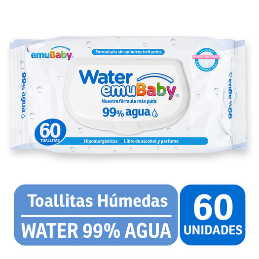 Toallas Húmedas Emubaby Water 60 un, , large image number 0