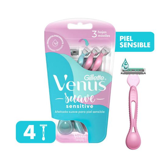 Máquina De Afeitar Desechable Gillette Venus Suave Sensitive Con Skin Elixir, 4 Unidades, , large image number 0