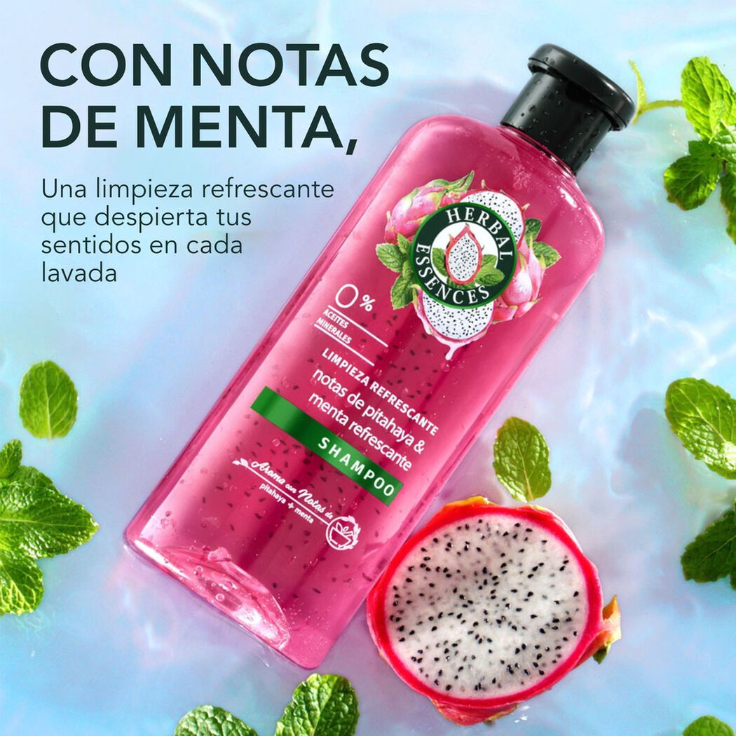 Herbal Essences Shampoo Limpieza Refrescante Pitahaya y Menta 400ml, , large image number 3