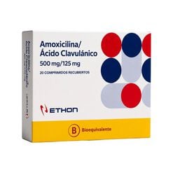 Amoxicilina 500 mg + Acido Clavulanico 125 mg 20 Comprimidos Recubiertos