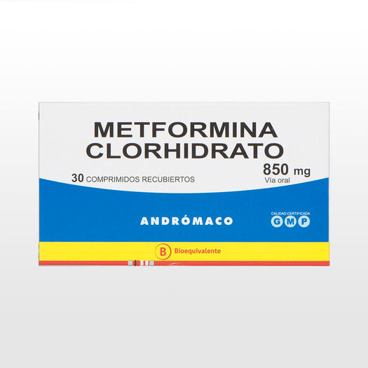 Metformina 850 mg x 30 Comprimidos Recubiertos ANDROMACO S.A., , large image number 0